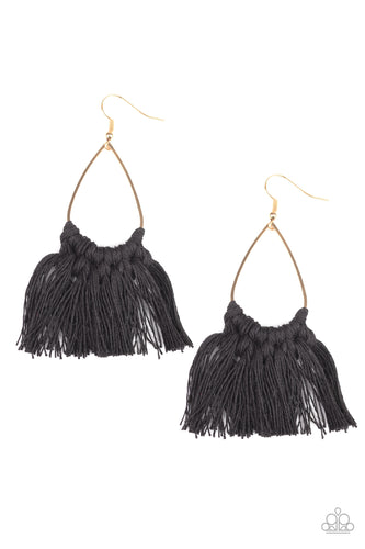 Tassel Treat - Black Earrings Paparazzi 