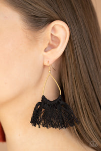 Tassel Treat - Black Earrings Paparazzi 