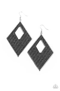 Woven Wanderer - Black Earrings Paparazzi 