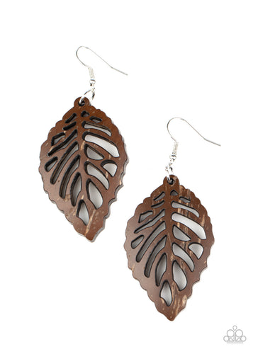 LEAF Em Hanging - Brown Earrings Paparazzi 