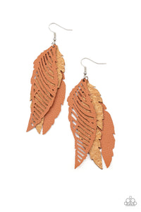 WINGING Off The Hook - Brown Earrings Paparazzi 