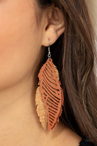 WINGING Off The Hook - Brown Earrings Paparazzi 